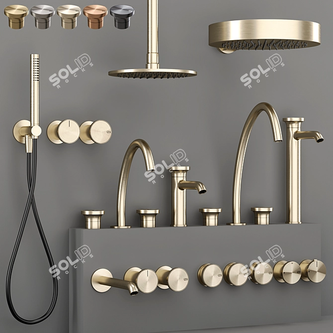 Gessi ORIGINI Bathroom Faucet Set 3D model image 4