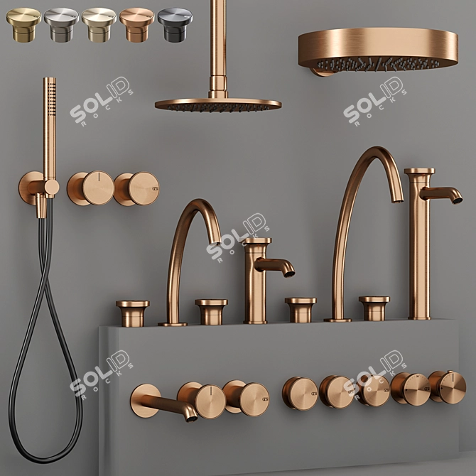 Gessi ORIGINI Bathroom Faucet Set 3D model image 5