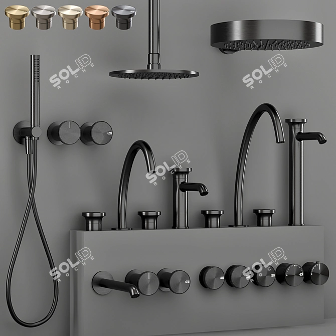 Gessi ORIGINI Bathroom Faucet Set 3D model image 6
