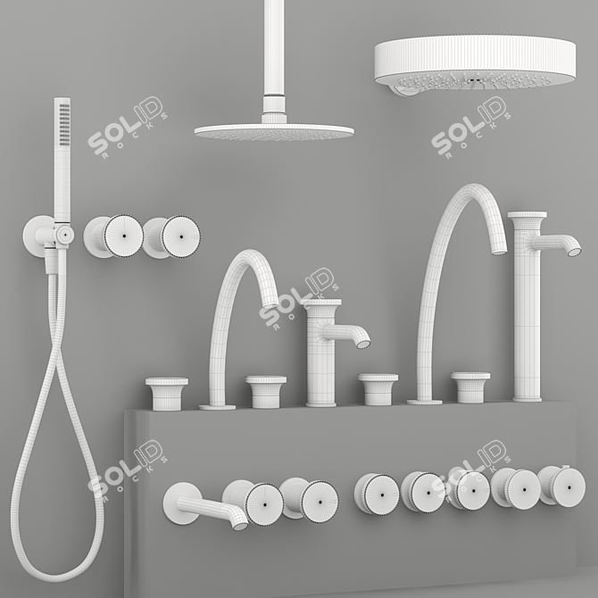 Gessi ORIGINI Bathroom Faucet Set 3D model image 7