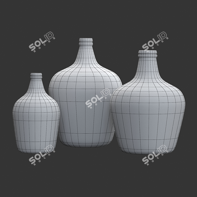 Eco-Friendly Frosted Glass Demijohn Vase 3D model image 3