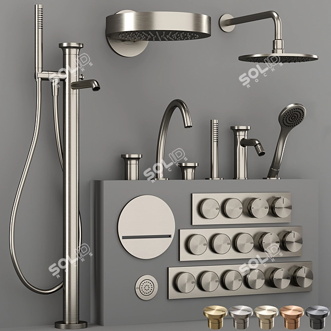 Gessi ORIGINI Bathroom Faucet Set 3D model image 3