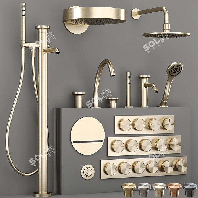 Gessi ORIGINI Bathroom Faucet Set 3D model image 4