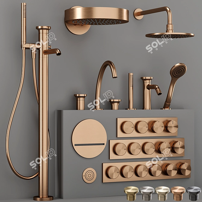 Gessi ORIGINI Bathroom Faucet Set 3D model image 5