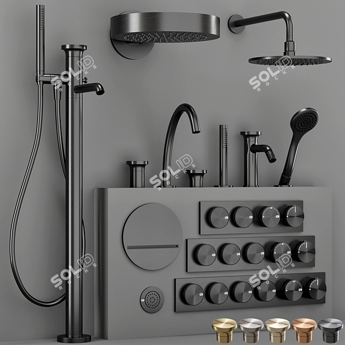 Gessi ORIGINI Bathroom Faucet Set 3D model image 6