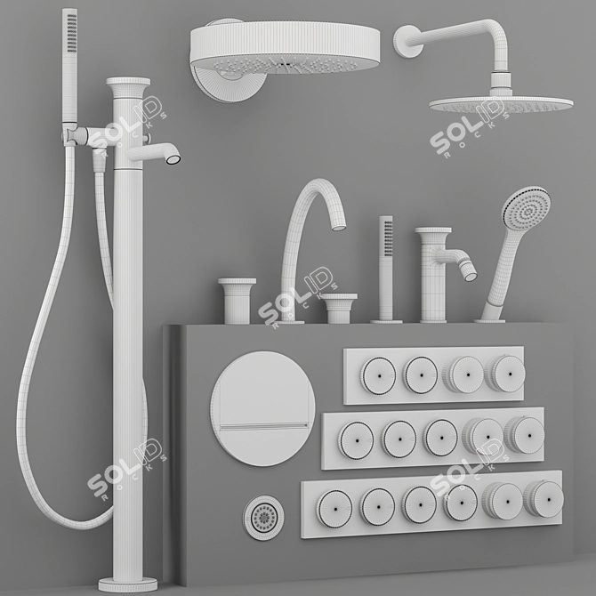 Gessi ORIGINI Bathroom Faucet Set 3D model image 7