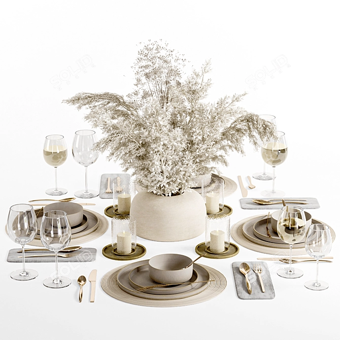 Elegant Dining Table Set	Collection 3D model image 5