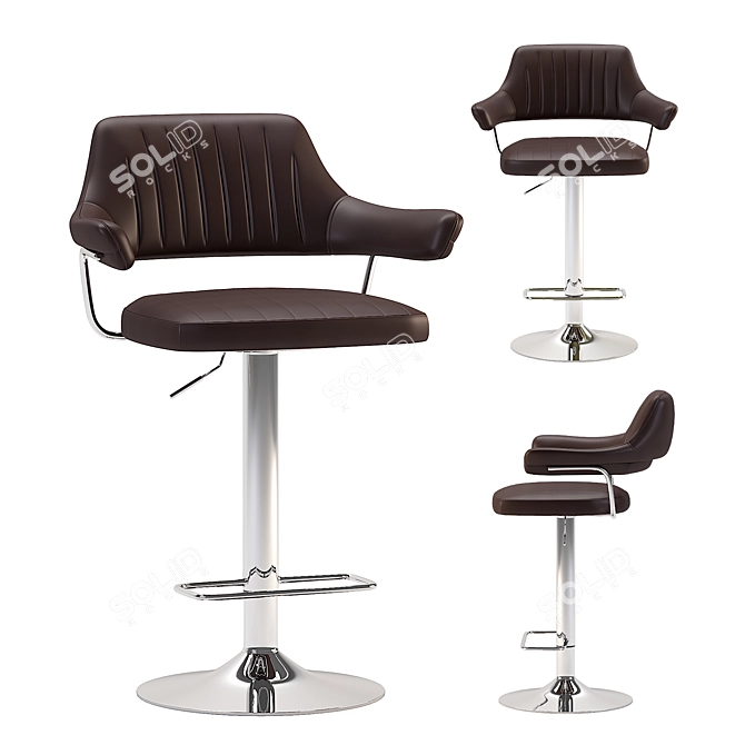 Corona Rendered Brown Bar Stool 3D model image 2