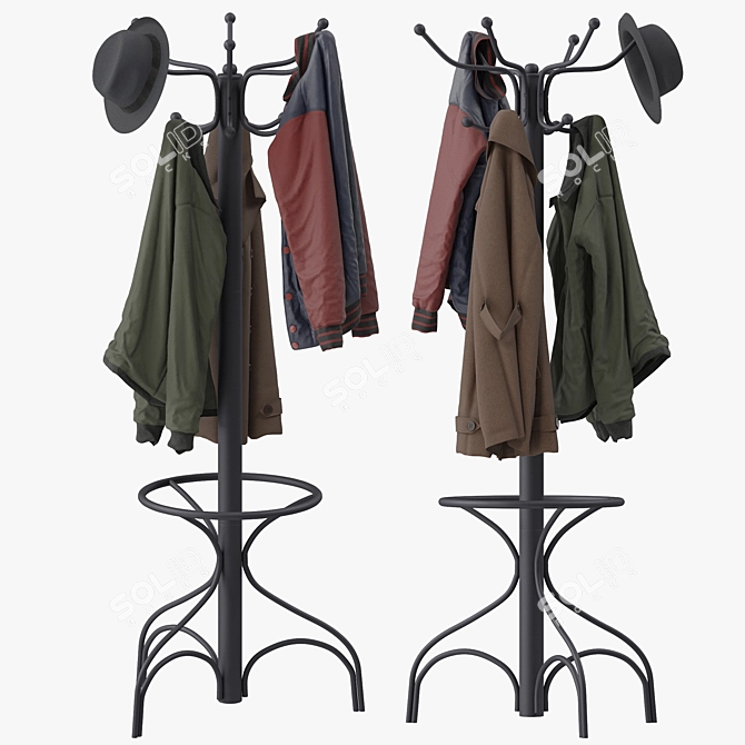 Modern Metal Coat Rack Stand 3D model image 1