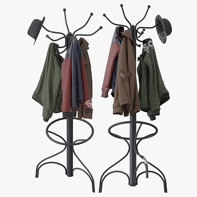 Modern Metal Coat Rack Stand 3D model image 2