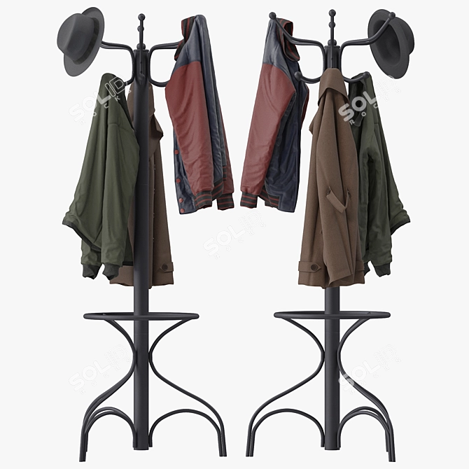 Modern Metal Coat Rack Stand 3D model image 3