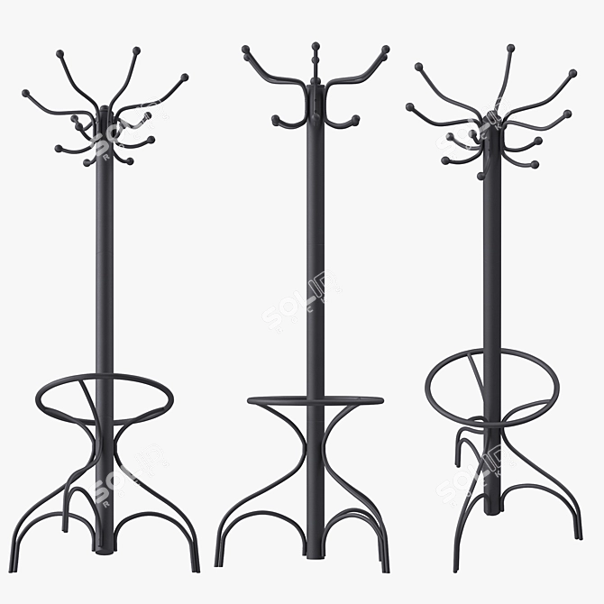 Modern Metal Coat Rack Stand 3D model image 4