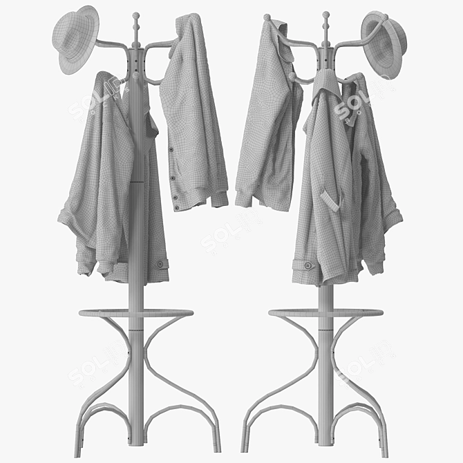 Modern Metal Coat Rack Stand 3D model image 5