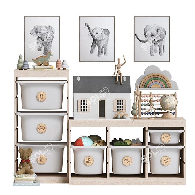 Kids Furniture & Decor Set 3D model image 2