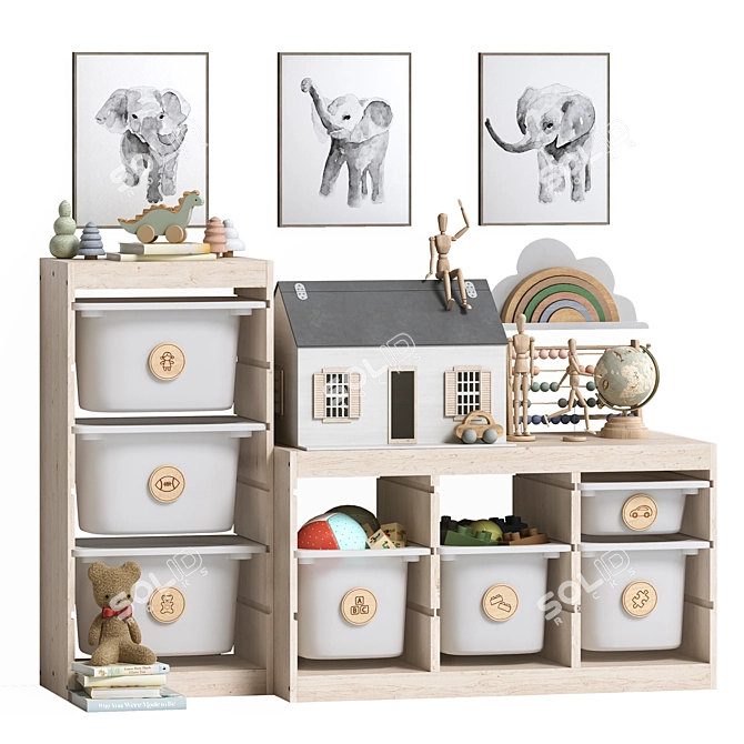 Kids Furniture & Decor Set 3D model image 7