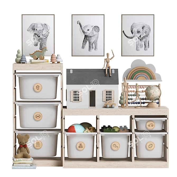 Kids Furniture & Decor Set 3D model image 8