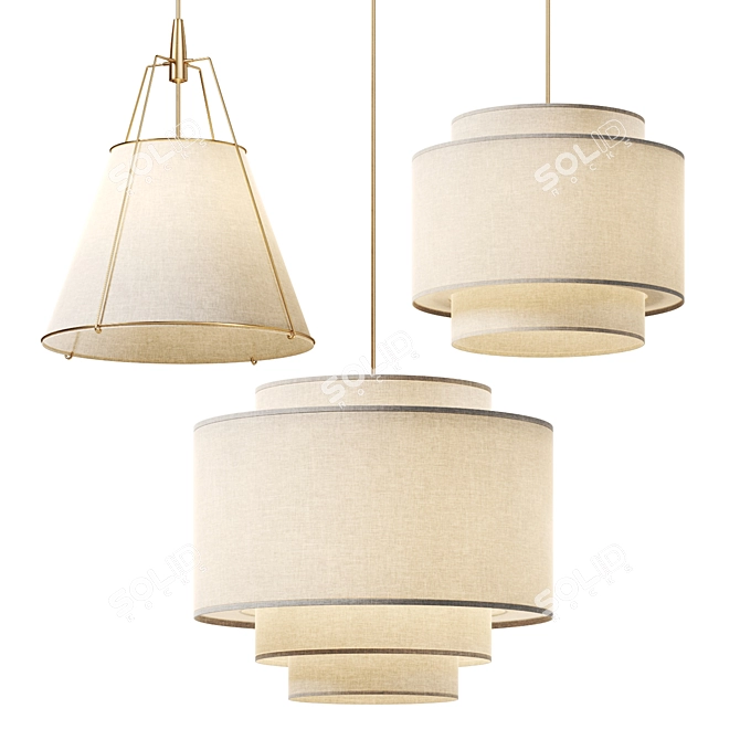 Modern Drum Pendant Lighting Collection 3D model image 1