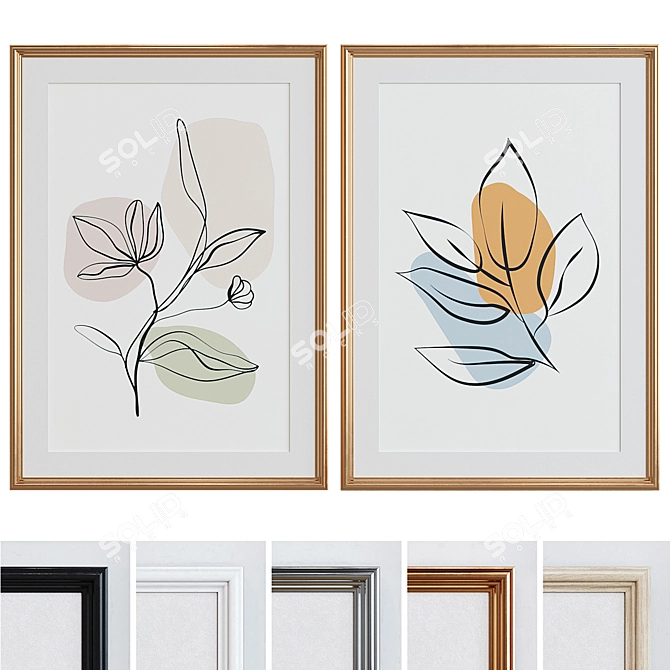 Modern Abstract Picture Frame Set 3D model image 1