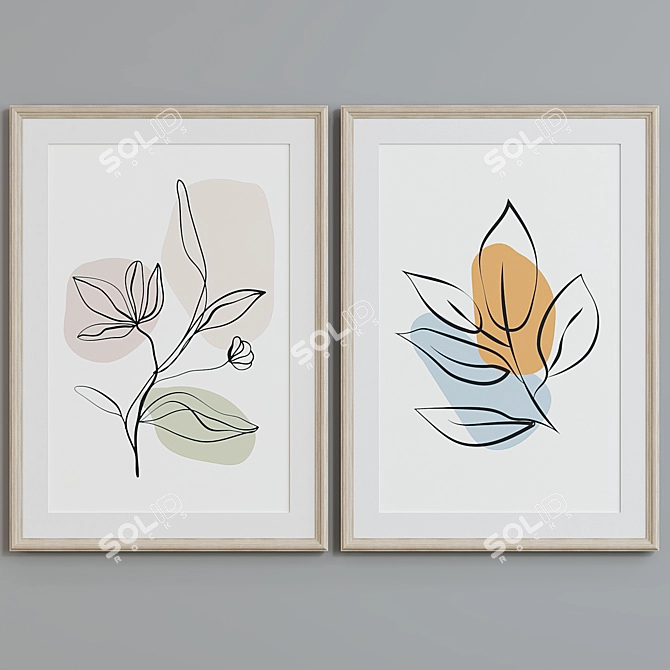 Modern Abstract Picture Frame Set 3D model image 2