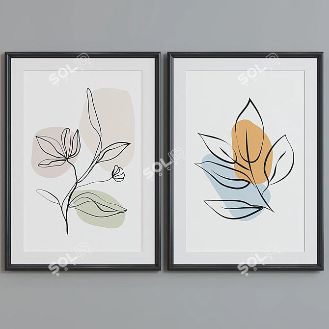 Modern Abstract Picture Frame Set 3D model image 3