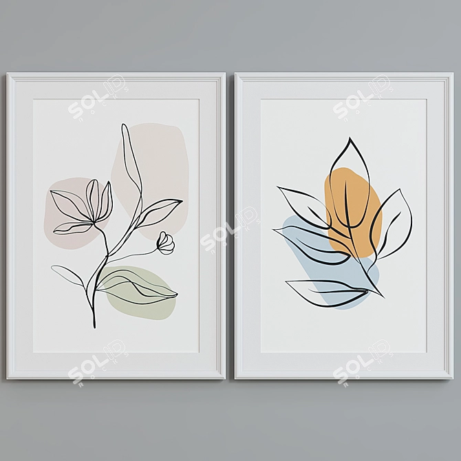 Modern Abstract Picture Frame Set 3D model image 4