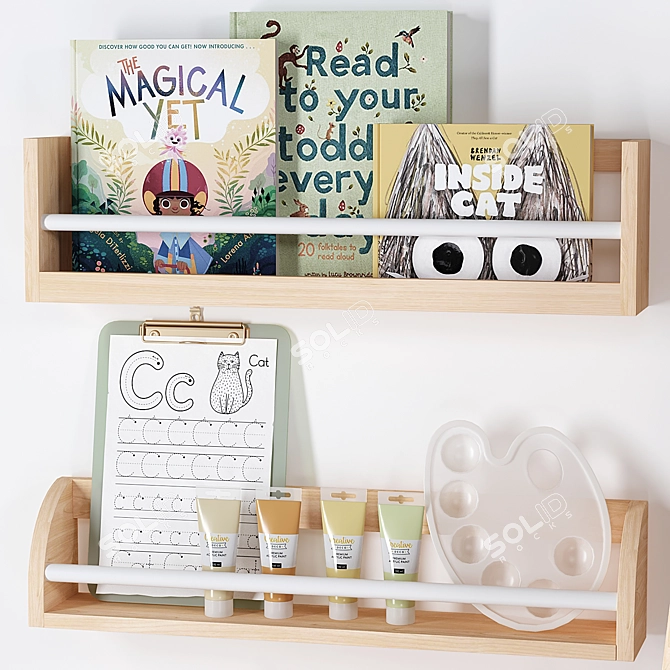 Wooden Kids Art Easel 3D Model 3D model image 3