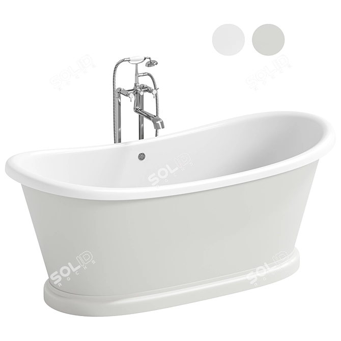 Sleek Ellington Matte Stone Bathtub 3D model image 1