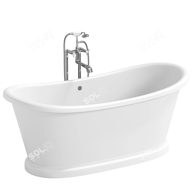 Sleek Ellington Matte Stone Bathtub 3D model image 2