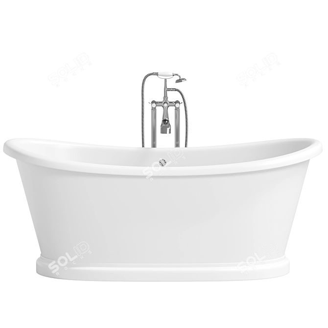 Sleek Ellington Matte Stone Bathtub 3D model image 3
