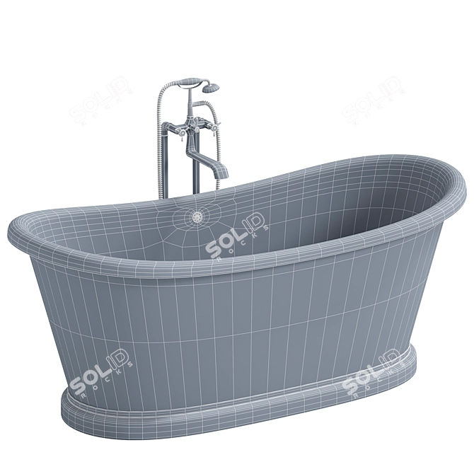 Sleek Ellington Matte Stone Bathtub 3D model image 4
