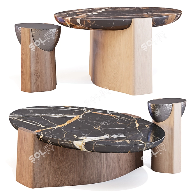 Akra Coffee & Side Tables by Collection Particuliere 3D model image 1