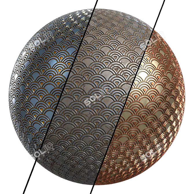 Ornate Metal Panels, 4K Texture 3D model image 1