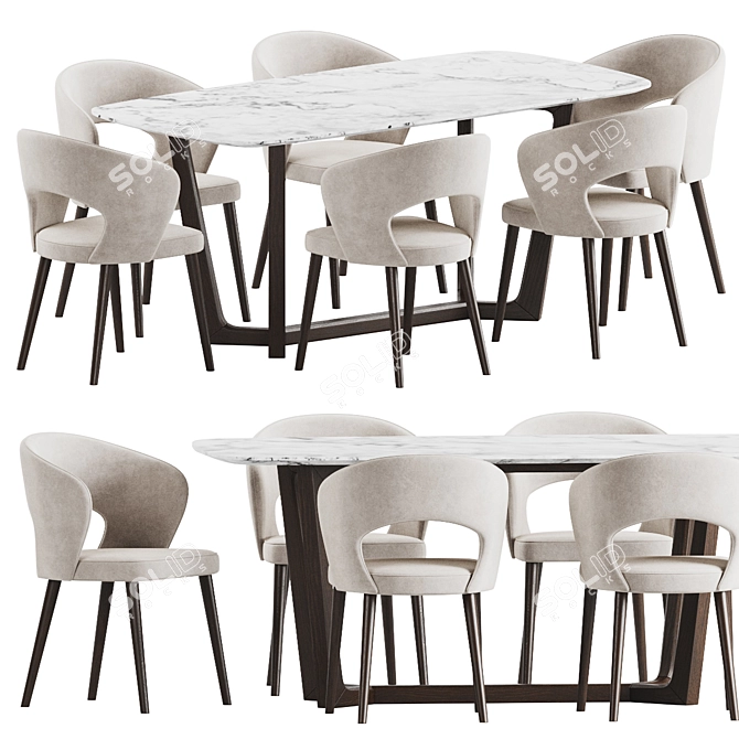 Velvet Upholstered Dining Set 201 3D model image 1