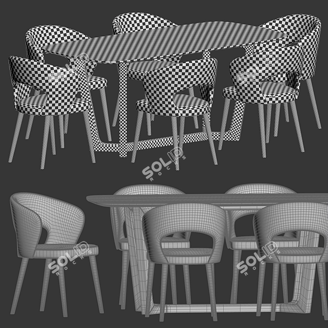 Velvet Upholstered Dining Set 201 3D model image 3