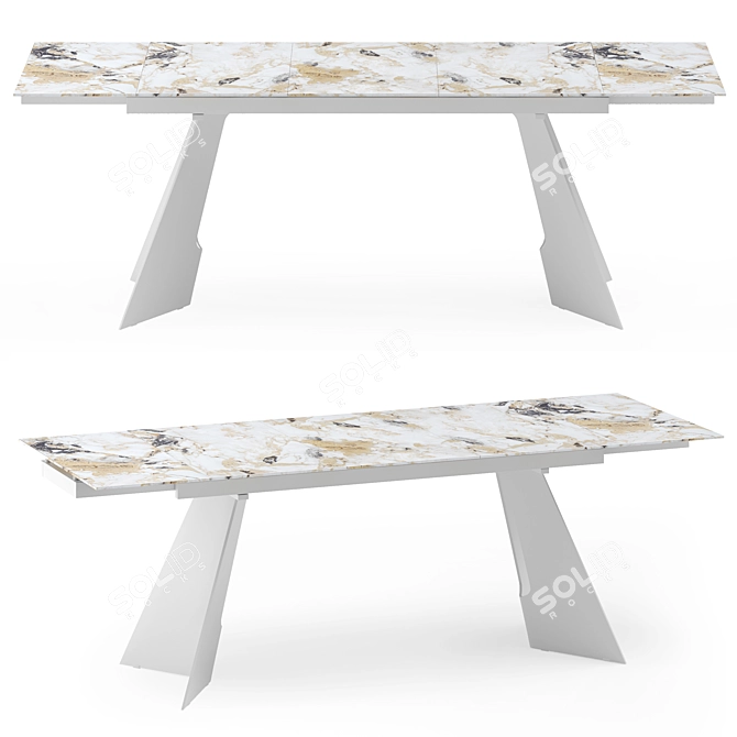 Folding Table with Ceramic Countertop 3D model image 1