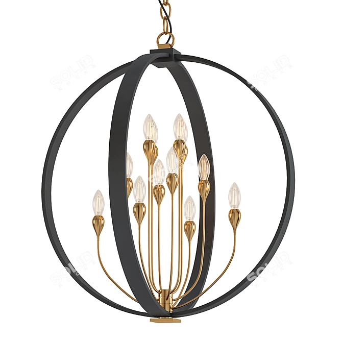 Sleek 12-Light Chandelier - Modern 3D model image 1