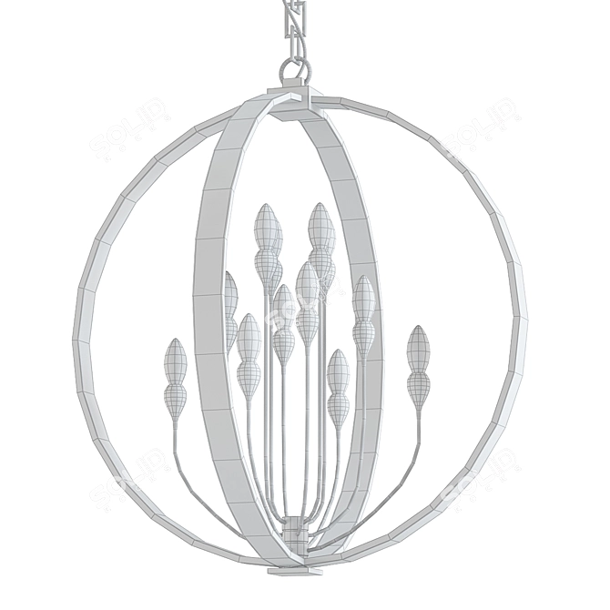 Sleek 12-Light Chandelier - Modern 3D model image 2