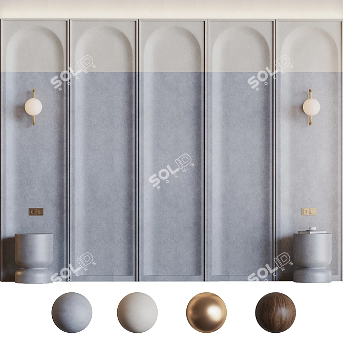 Decorative 3D Panel with Modular Design 3D model image 1