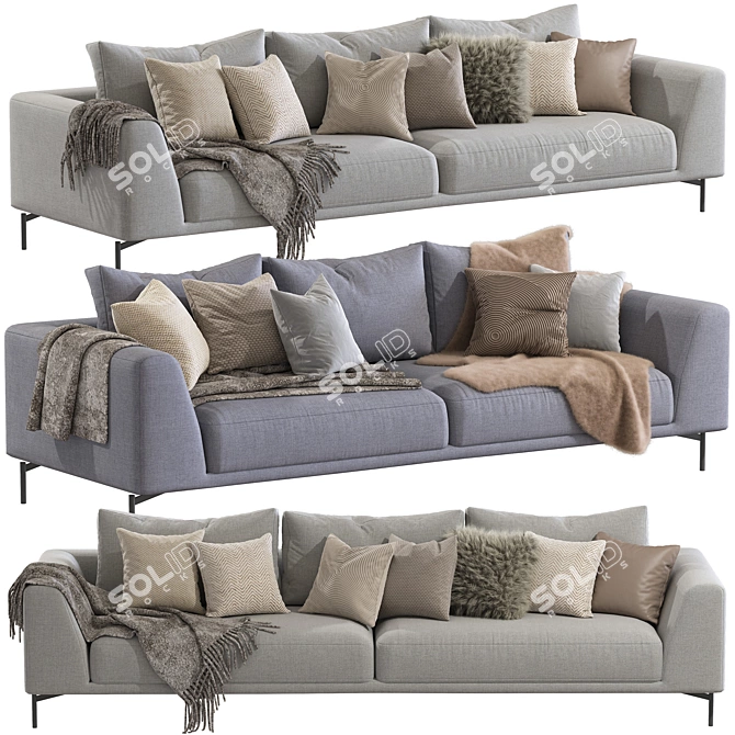 Modern Hollywood Sofa Set 3D model image 1