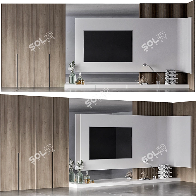 Modern TV Wall Unit Design 3D model image 1