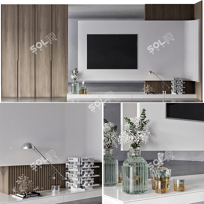 Modern TV Wall Unit Design 3D model image 2