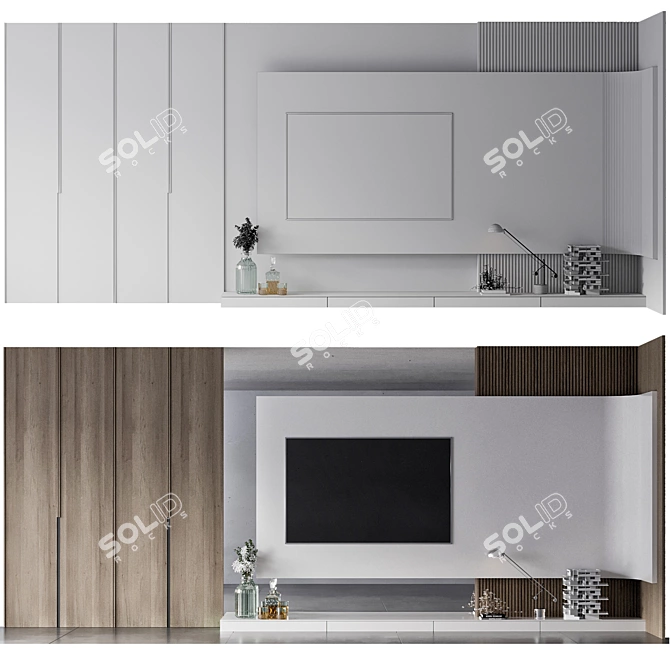 Modern TV Wall Unit Design 3D model image 7