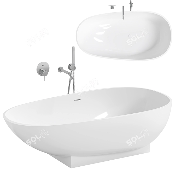 Luxury Stone Bath 1800mm Freestanding 3D model image 1