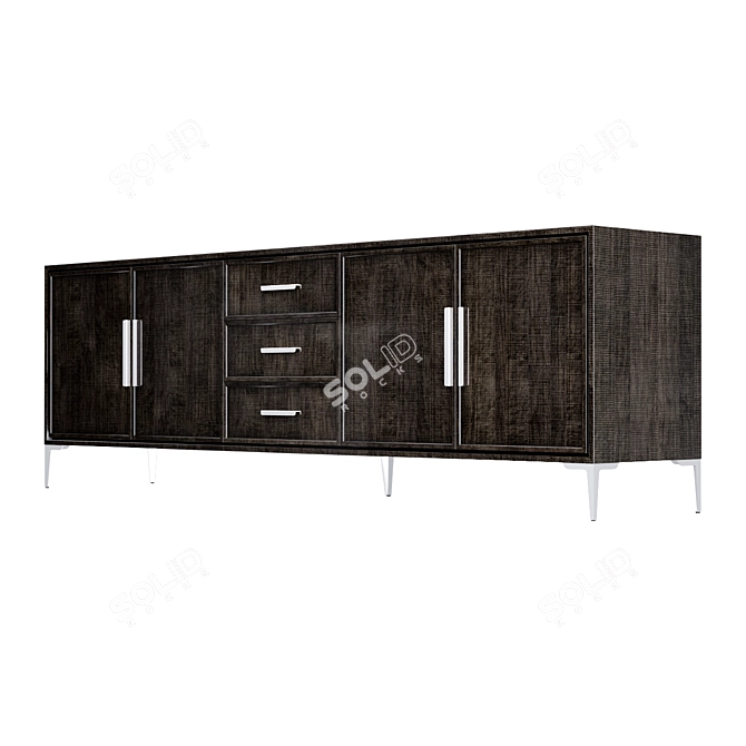 Modern Platan Wood Sideboard with Stainless Steel Legs 3D model image 6