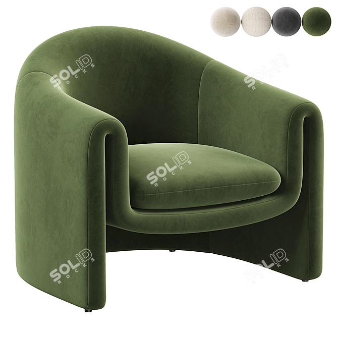 Elegant Velvet Barrel Chair 3D model image 1