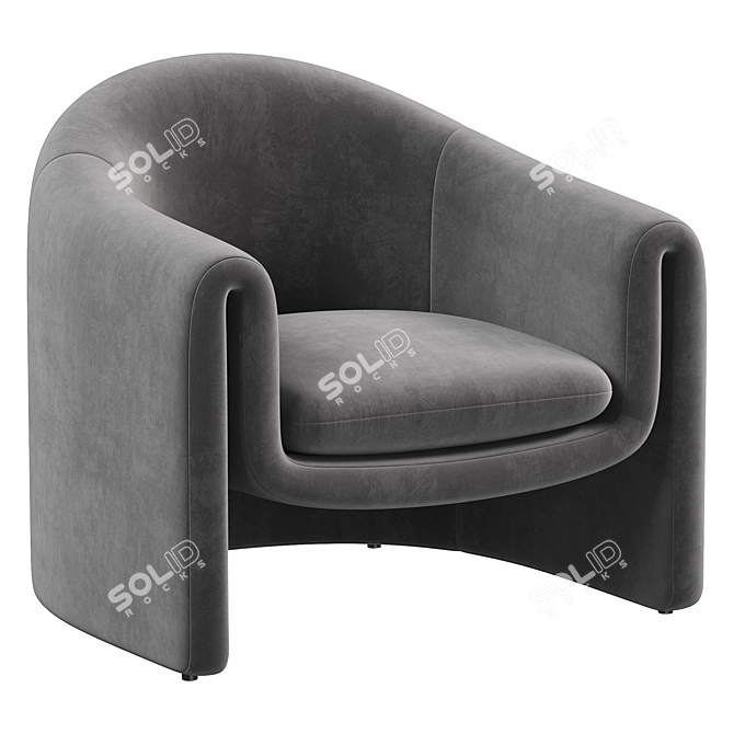 Elegant Velvet Barrel Chair 3D model image 3