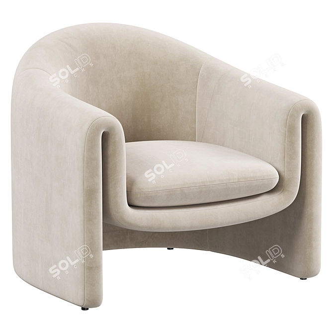 Elegant Velvet Barrel Chair 3D model image 4