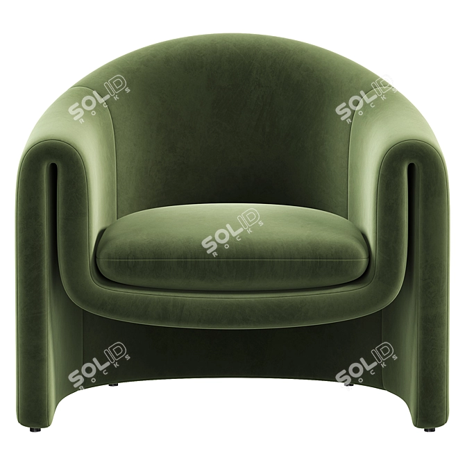 Elegant Velvet Barrel Chair 3D model image 6