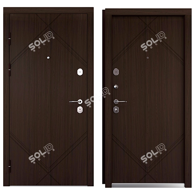 Ronda Metal Door Set, Locks 3D model image 3