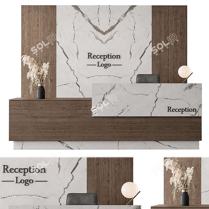 Modern Reception Desk Office Furniture 3D model image 1